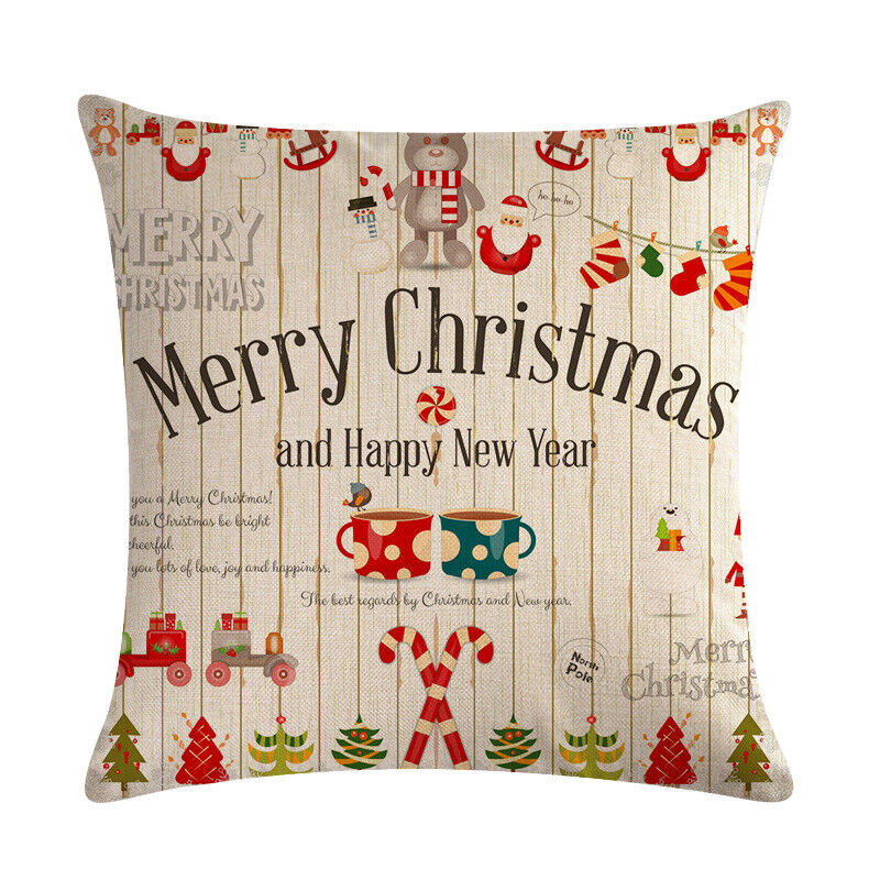 18 Cojines Merry Xmas Couch Throw Pillow Cover Case Home Sofa Decor Pillowslip