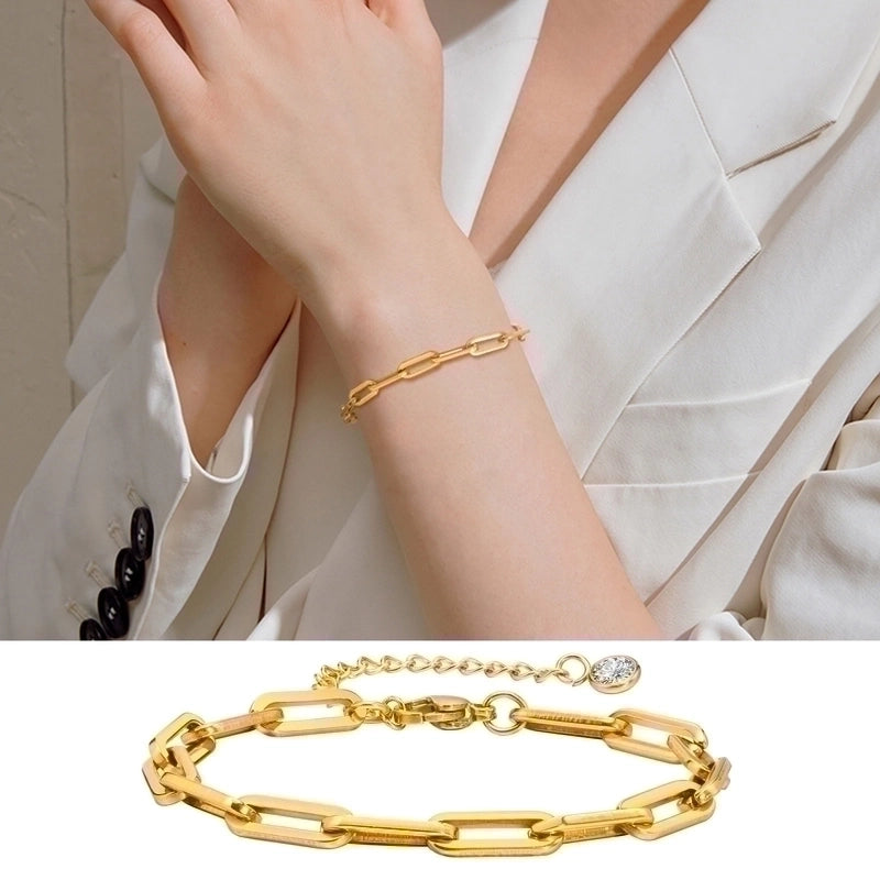 Solid Color 304 Stainless Steel 18K Gold Plated Bracelets In Bulk