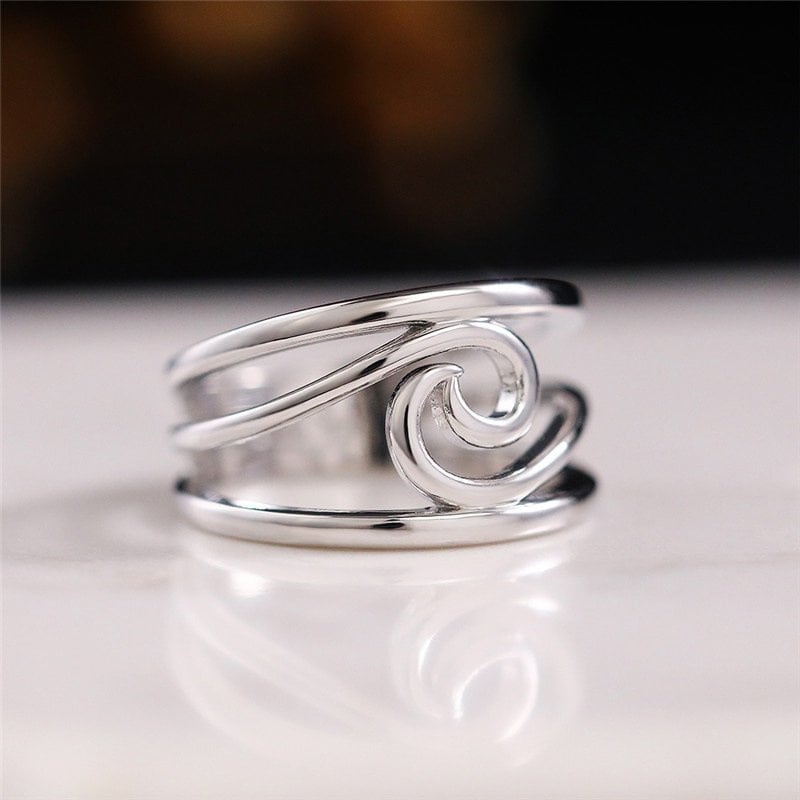 🔥Promotion 49% OFF- 🌊Silver Waves Ring - ''Happiness Comes In Waves''💖