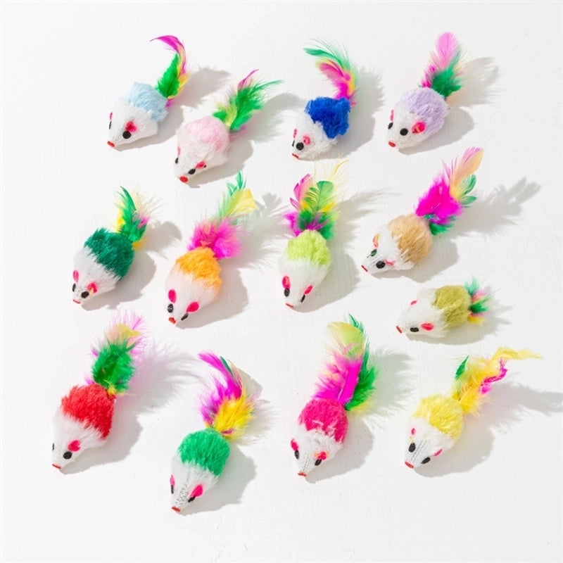 Pet Supplies Simulation Plush Mouse Doll Set Feather Mouse Scratch-resistant Bite Molar Cat Toy