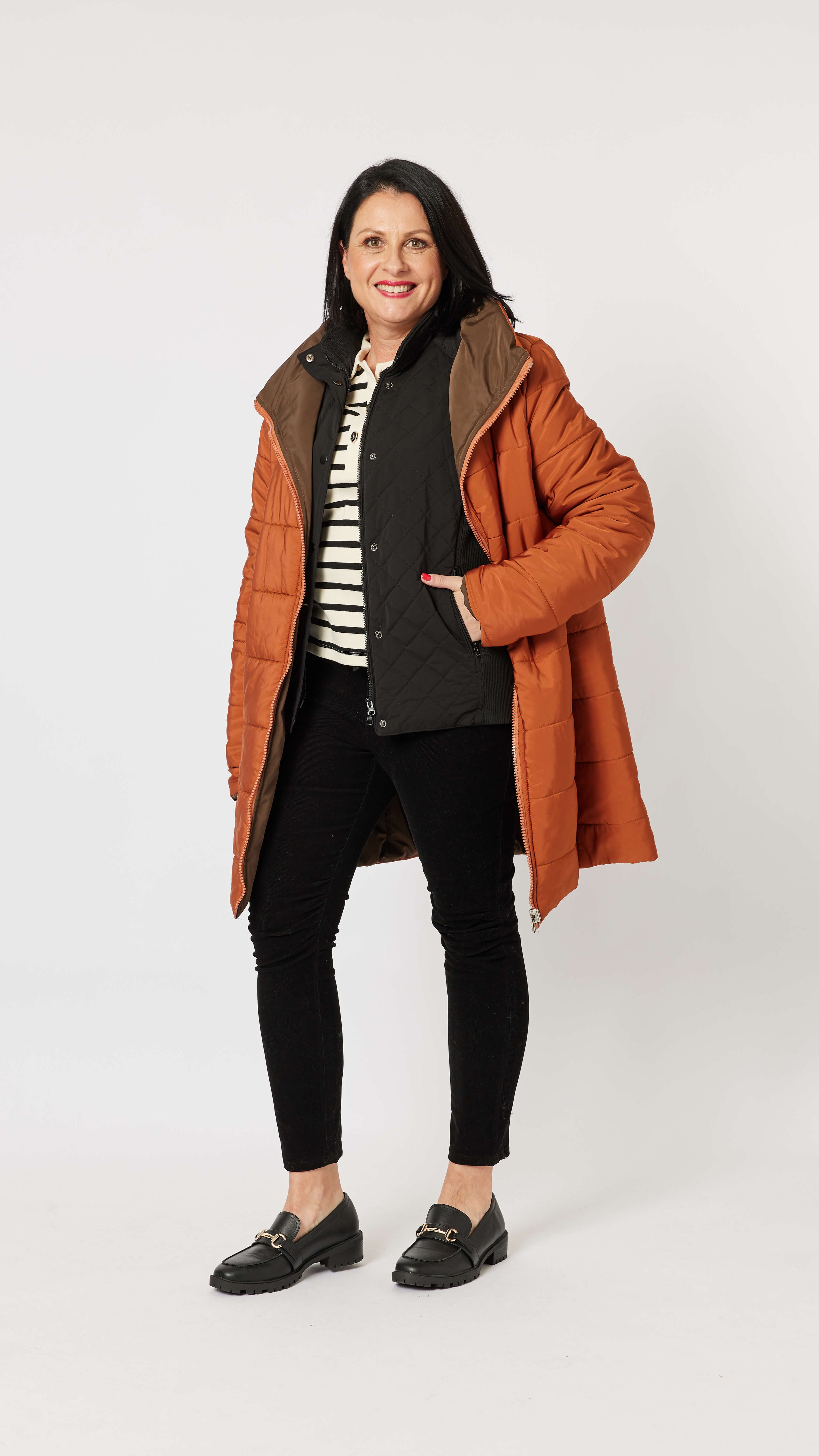 Bowral Reversable Puffer - Chocolate/Paparika