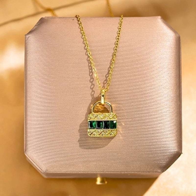 Elegant Lady Streetwear Geometric Flower Butterfly 304 Stainless Steel Acrylic Zircon 18K Gold Plated Inlay Pendant Necklace