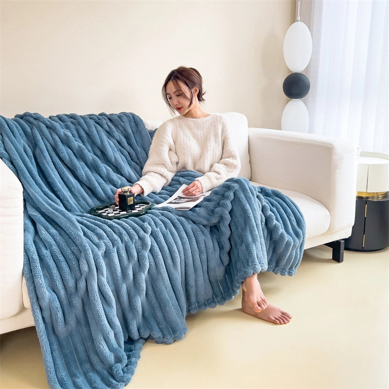 Casual Solid Color Flannel Fabric Blanket Bedding