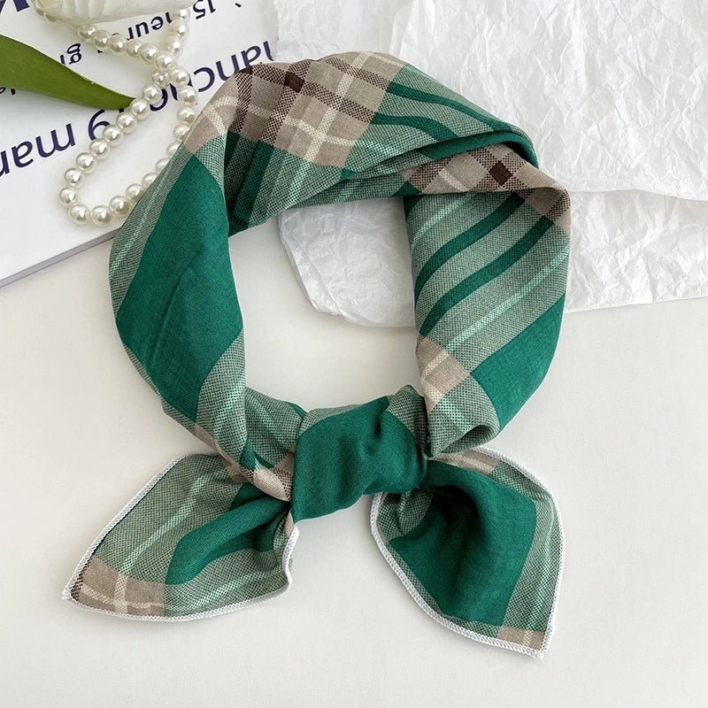 Women's Sweet Minimalist Color Block Cotton And Linen Printing Scarf