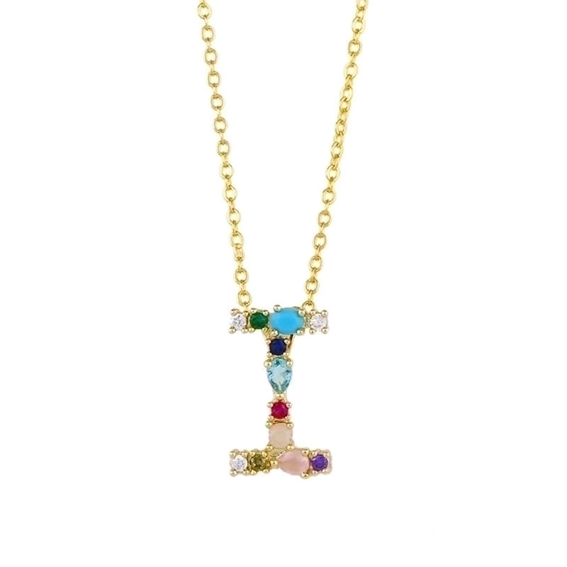 Copper Inlaid Zircon Letter Necklace