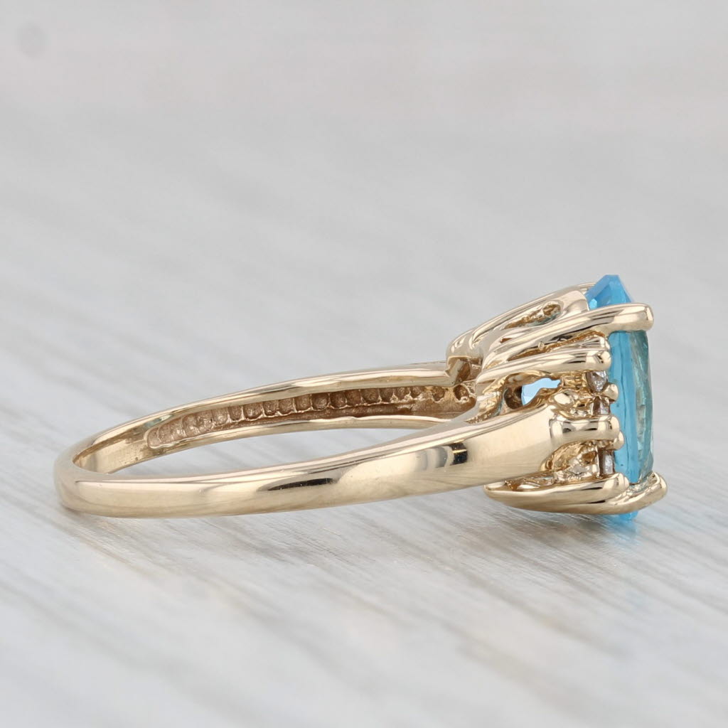 2.19ctw Oval Blue Topaz Diamond Ring 10k Yellow Gold Size 4.5