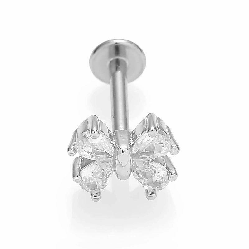 1 Piece Lip Rings Minimalist Commute Leaves Heart Shape Flower 316L Stainless Steel  Inlay Zircon 18K Gold Plated Ear Cartilage Rings & Studs