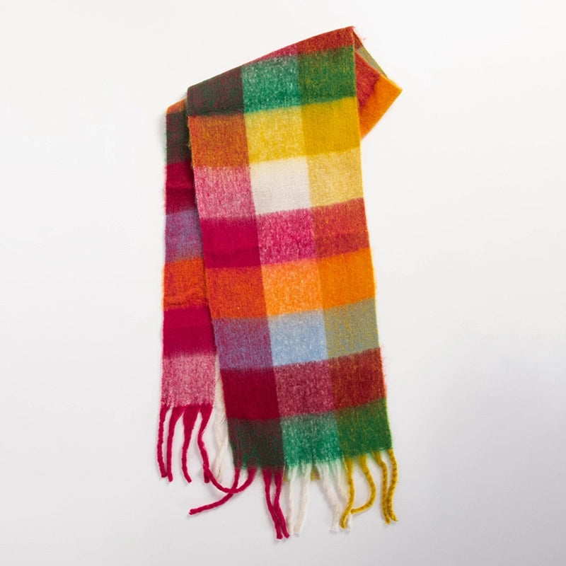 Women's Sweet Color Block Polyester Scarf