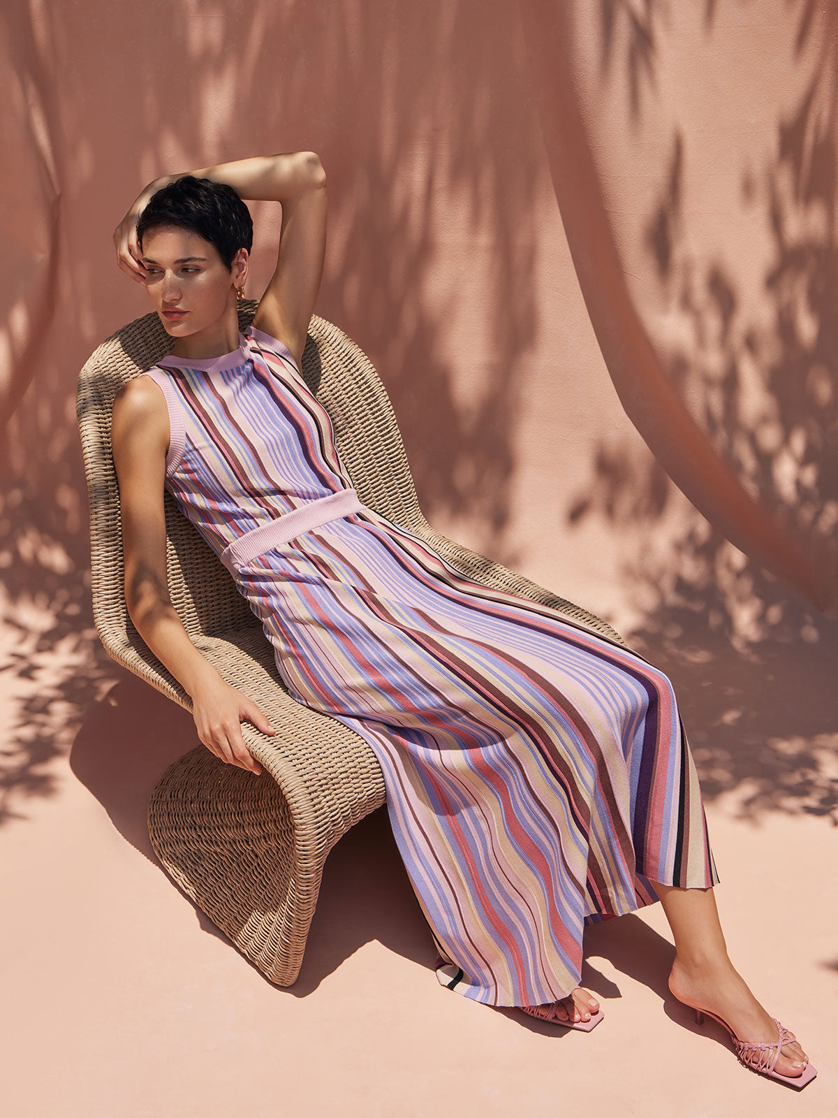 Sleeveless Soft Ribbed Knit Belted Maxi Dress - Modern Fit
