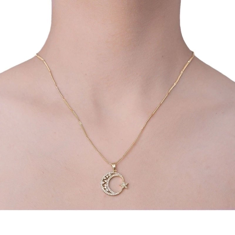 Minimalist Rainbow Star Moon Stainless Steel Titanium Steel Polishing Plating Pendant Necklace
