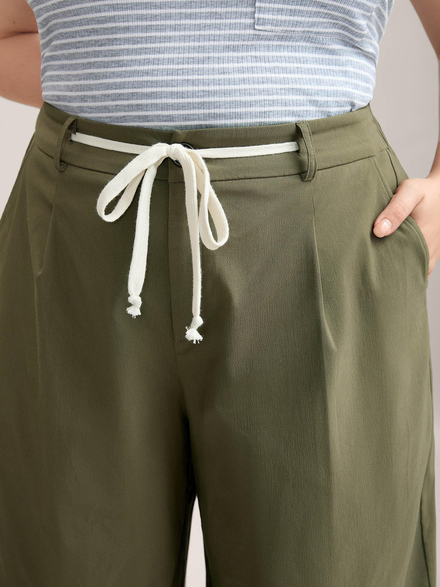 Drawstring Pockets Wide-Leg Pants