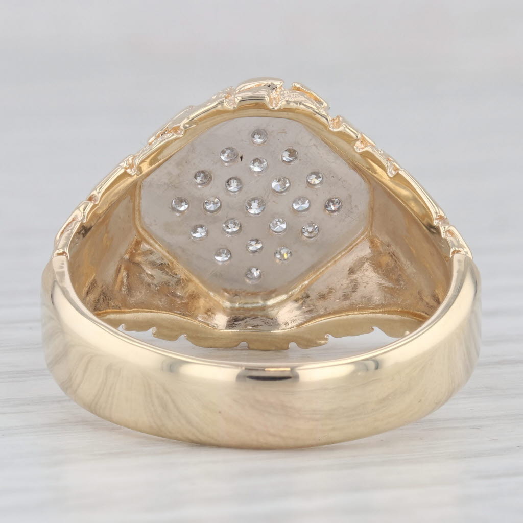 0.33ctw Diamond Cluster Gold Nugget Ring 14k Yellow Gold Men's Size 12.5