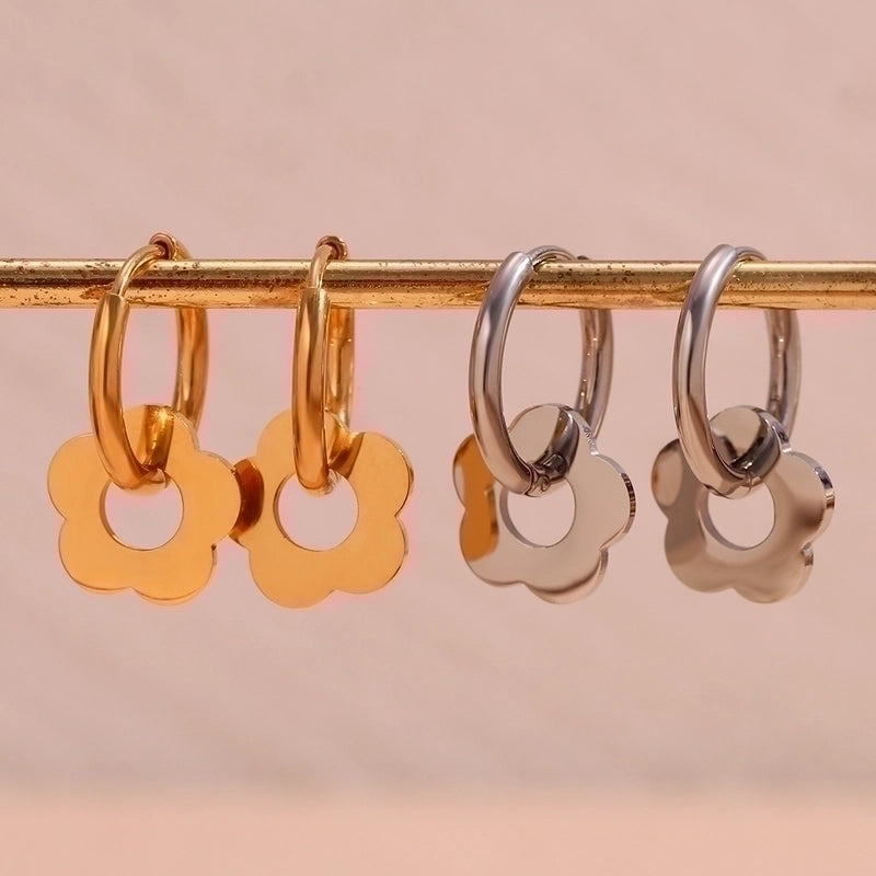 1 Pair Sweet Minimalist Classic Style Flower Plating 304 Stainless Steel 18K Gold Plated Drop Earrings