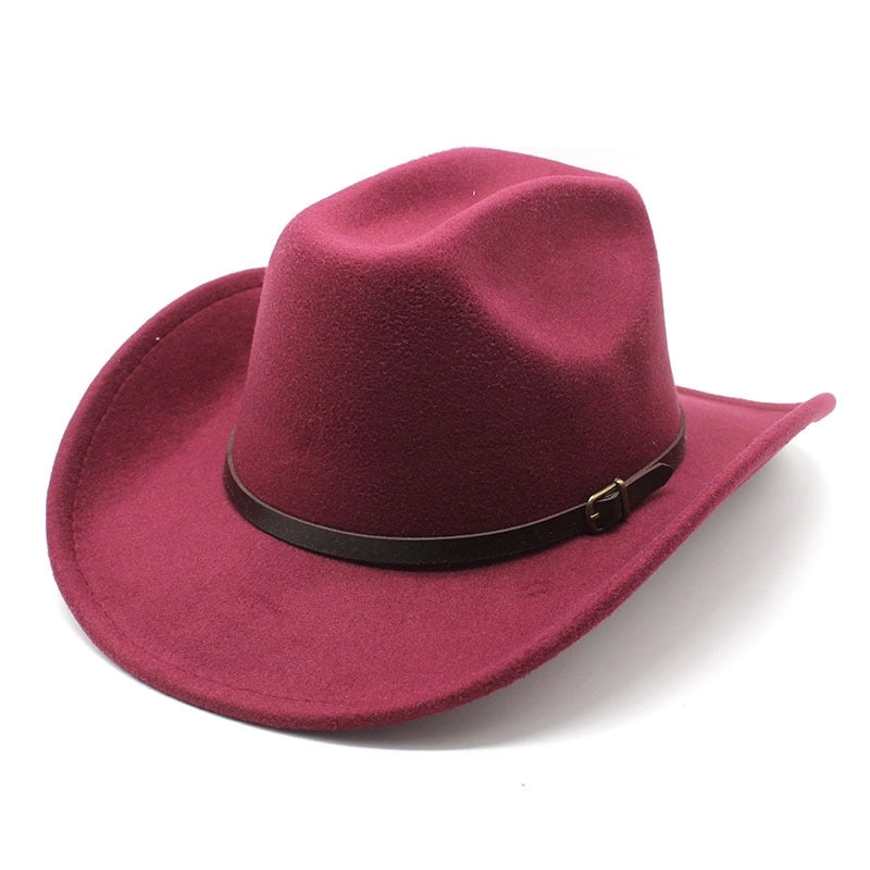 New Youth Top Hat Men's And Women's Big Brim One-word Top Wool Belt Felt Hat