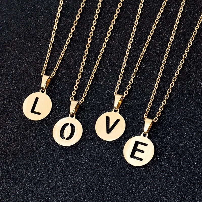 Stainless Steel 18K Gold Plated Minimalist Plating Letter None Necklace