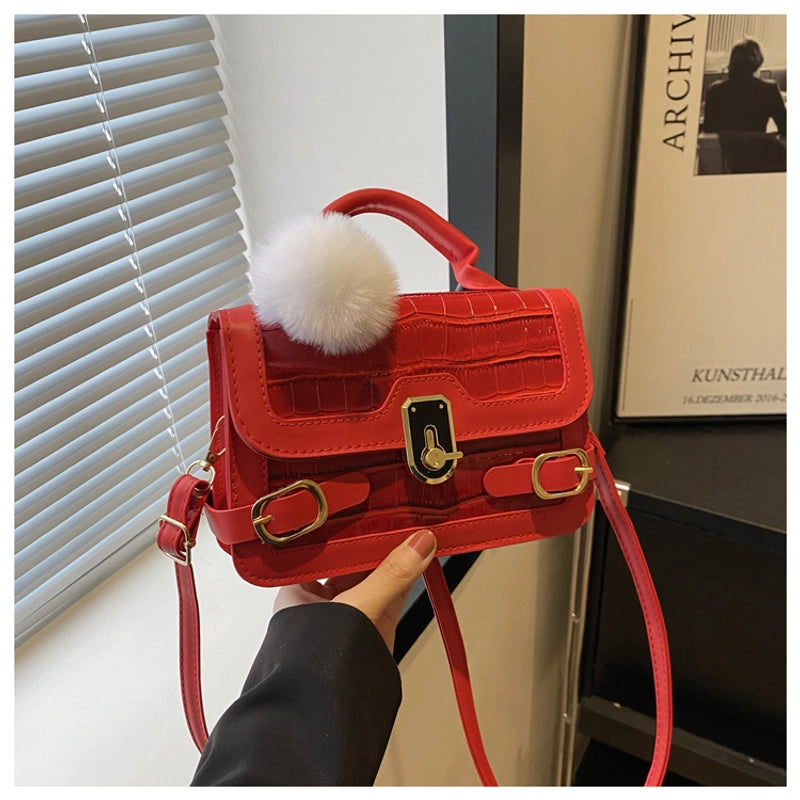 Women's Medium Pu Leather Solid Color Streetwear Square Magnetic Buckle Crossbody Bag