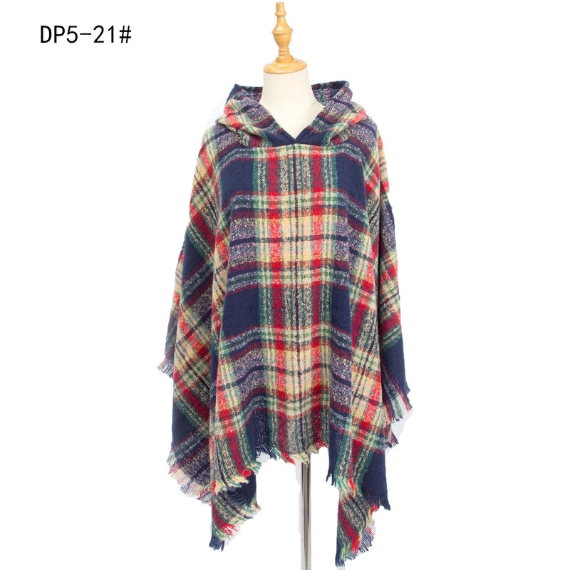 Women's Streetwear Plaid Polyester Tassel Shawl