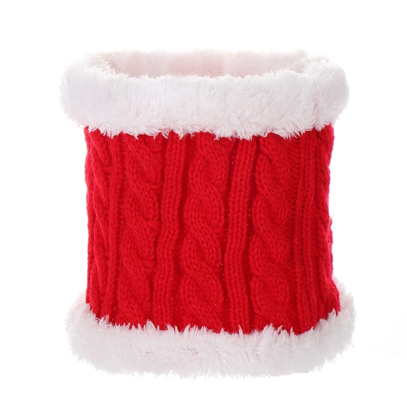 Autumn And Winter Children's Thickened Wool Hat Ear Double Hair Ball Warm Ear Protection Knitted Hat Set With Standard Solid Color Hat