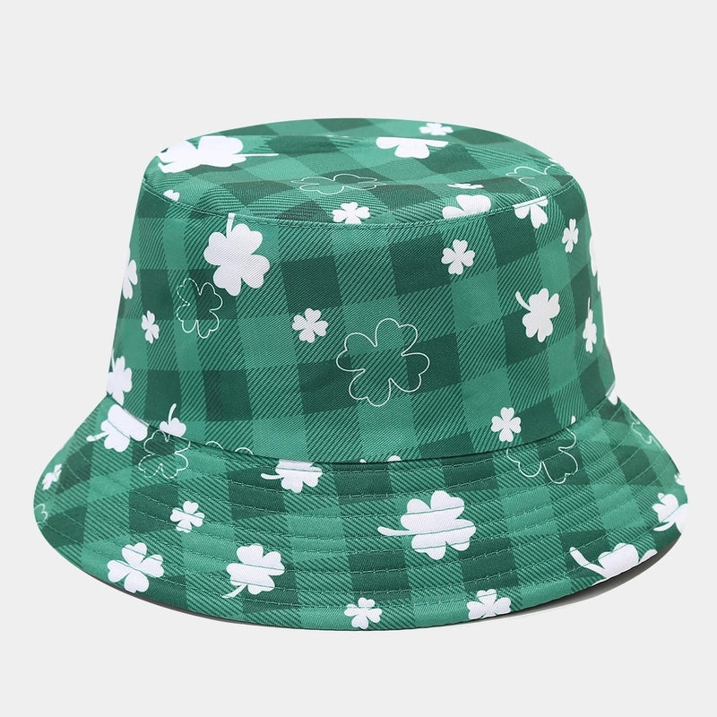 Unisex Classic Style Shamrock Printing Wide Eaves Bucket Hat