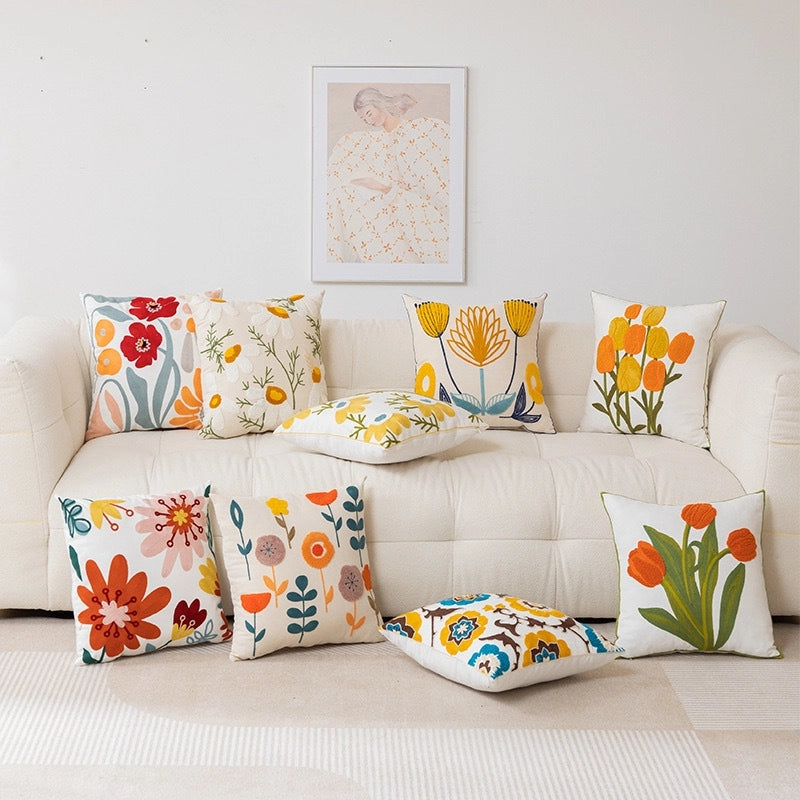 Sweet Minimalist Flower Cotton Pillow Cases Couch & Sofa Decor