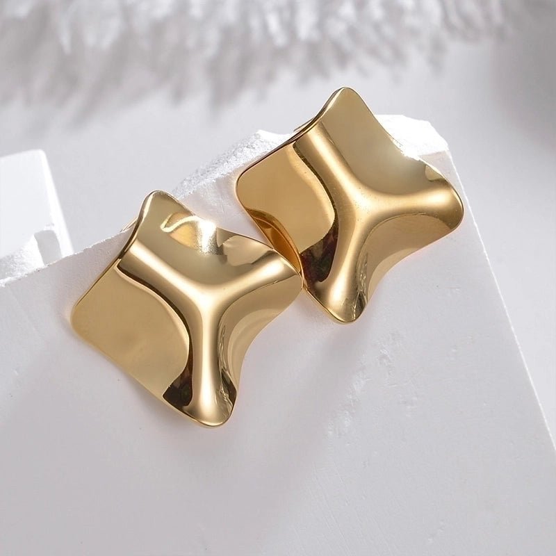 1 Pair Elegant Irregular Geometric Plating 304 Stainless Steel 18K Gold Plated Stainless Steel Earrings