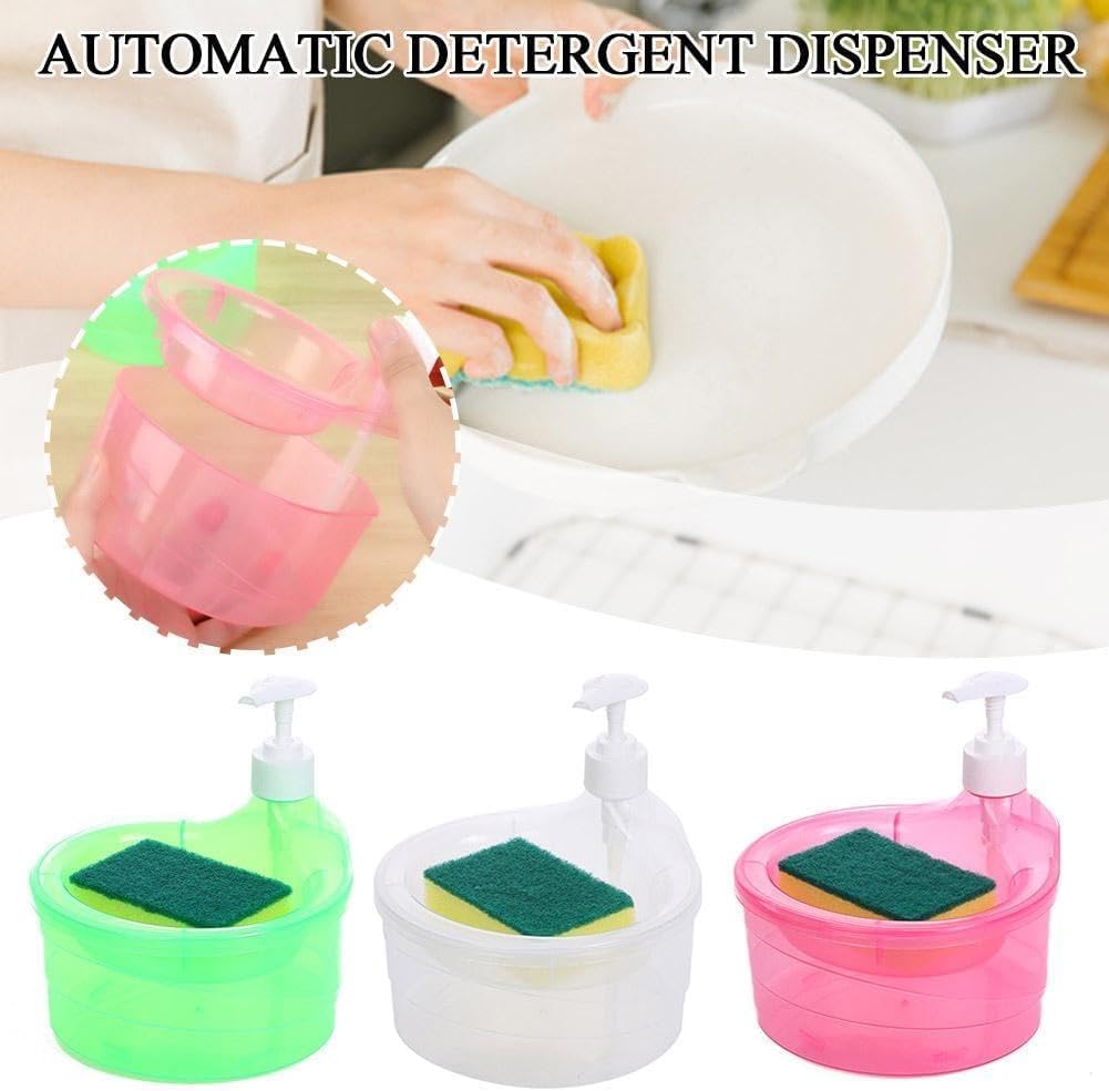 Soap Dispenser Pump With Sponge Manual Press Cleaning Soap Tool Container