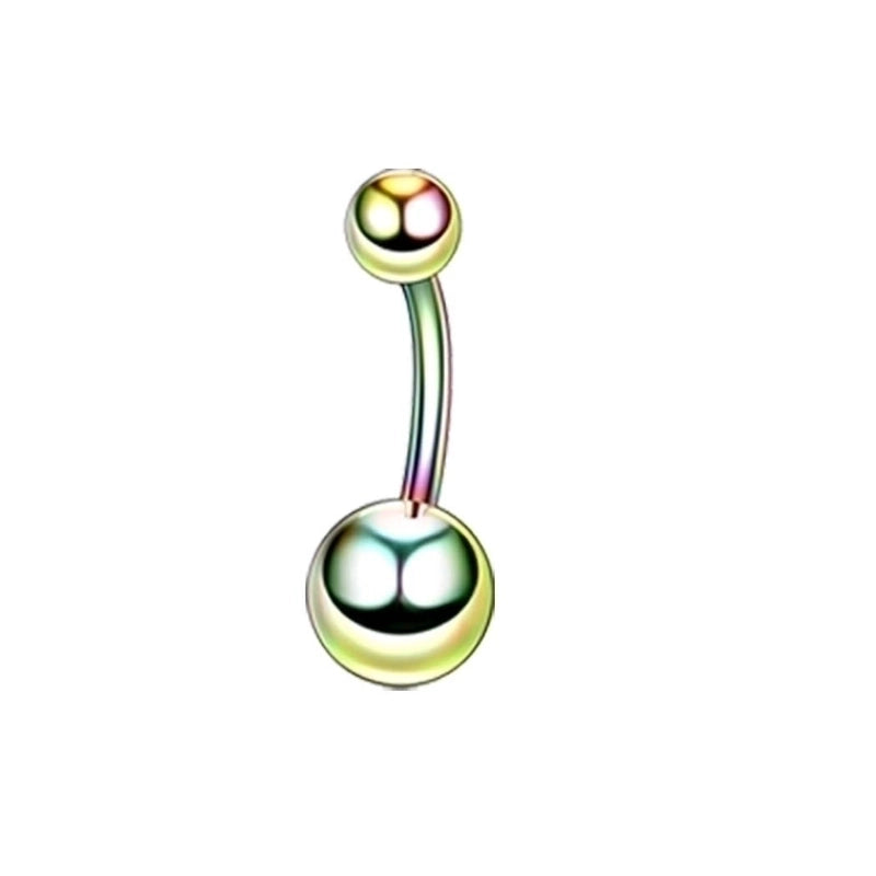 2 Pieces Fashion Geometric Stainless Steel Inlay Zircon Belly Ring