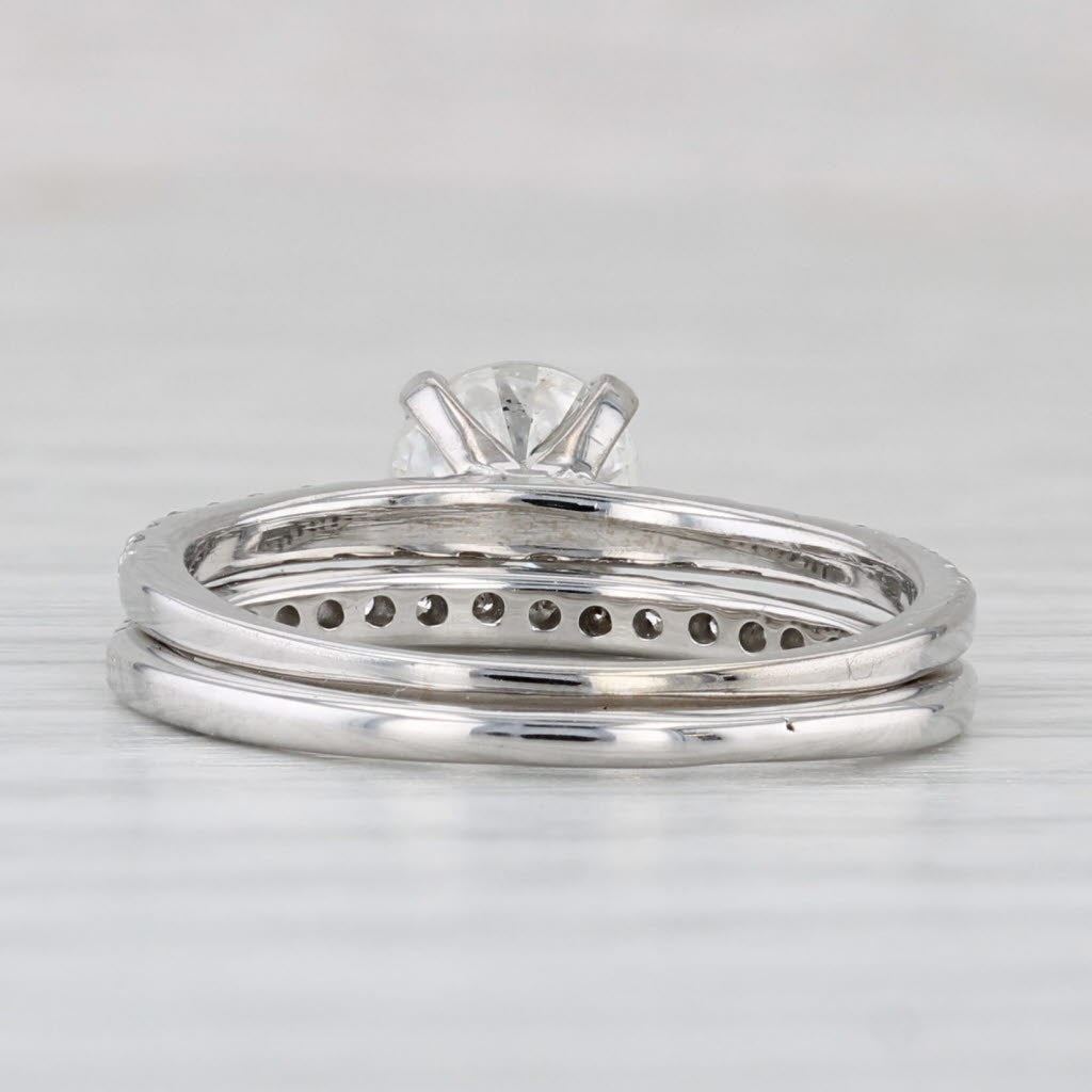 1.42ctw Round Diamond Engagement Ring Wedding Band Bridal Set 14k Gold GIA