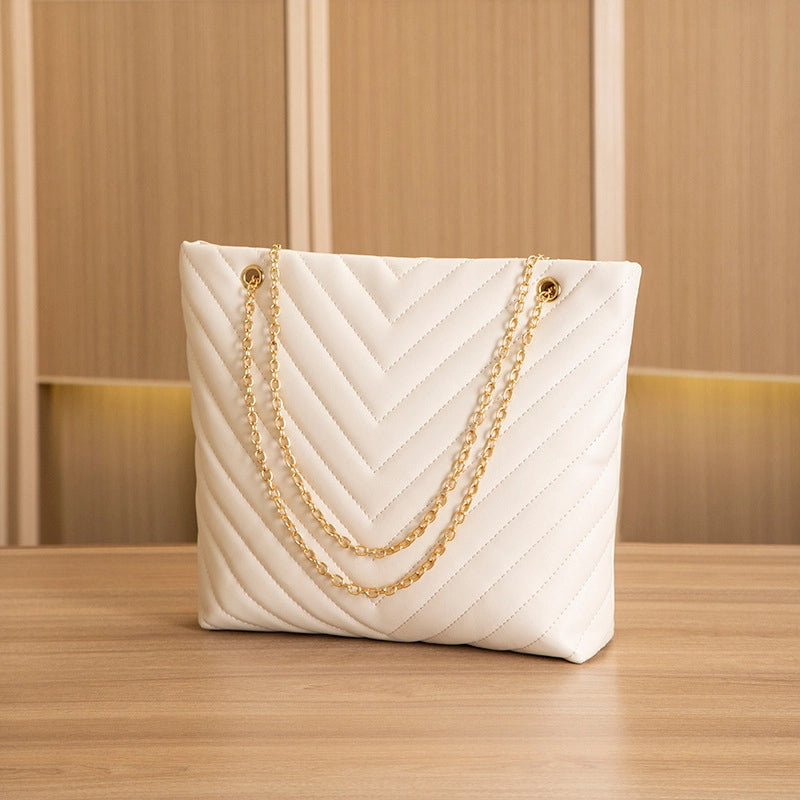 Women's Medium All Seasons Pu Leather Solid Color Elegant Classic Style Square Zipper Shoulder Bag Handbag