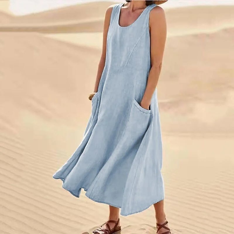 🔥 Last Day Promotion 48% OFF 🔥Women's Sleeveless Cotton And Linen Dress