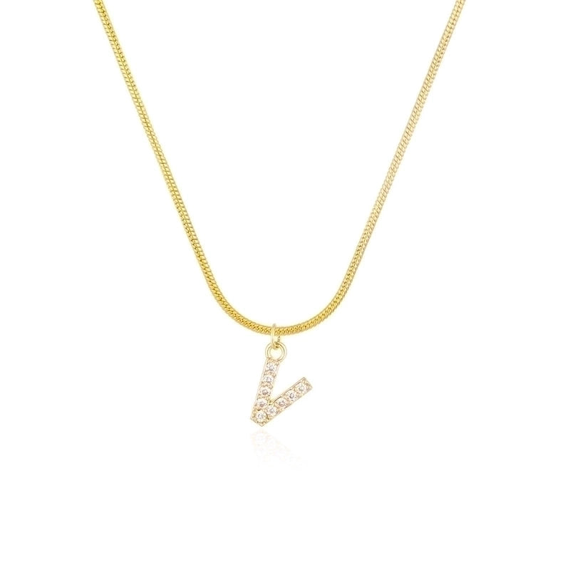 304 Stainless Steel Copper Classic Style Inlay Letter Zircon Pendant Necklace