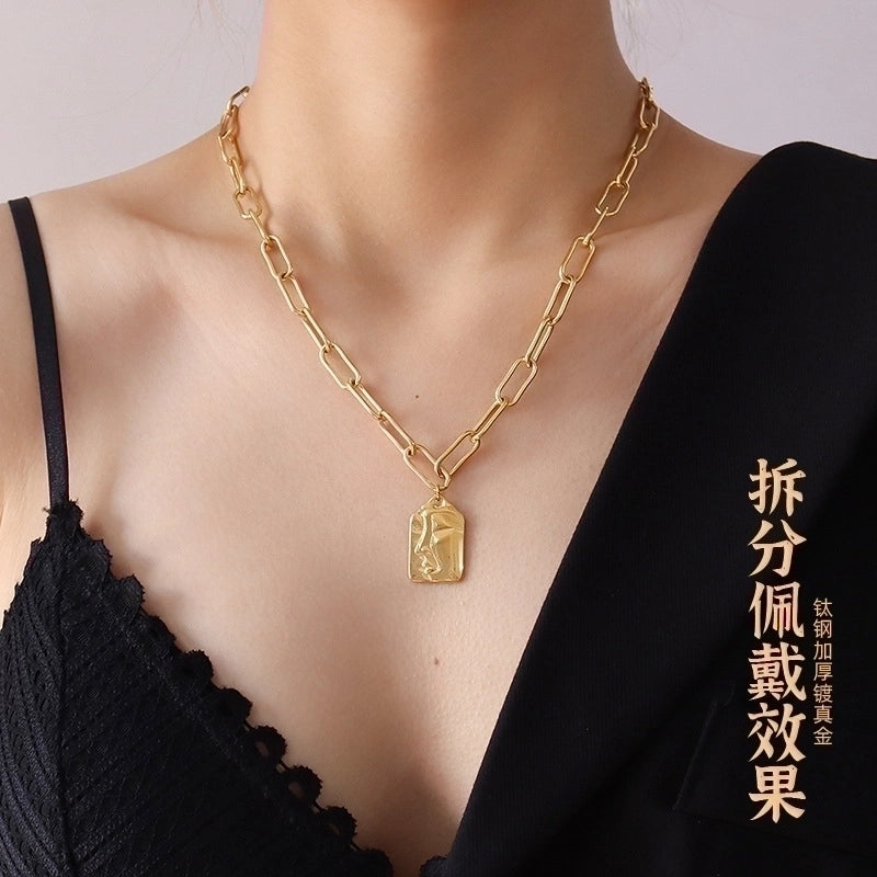 Fashion Human Face 304 Stainless Steel Freshwater Pearl 18K Gold Plated Plating Necklace