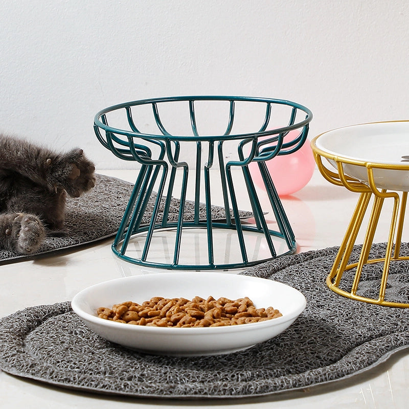 Pet Ceramic Bowl  Cat Bowl High-legged Ceramic Cat Food Bowl Snack Canned Plate Anti-cervical Spondylosis Anti-overturning Cat Food Basin