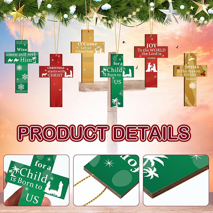 🌲🌲Hanging Wooden Cross Decoration