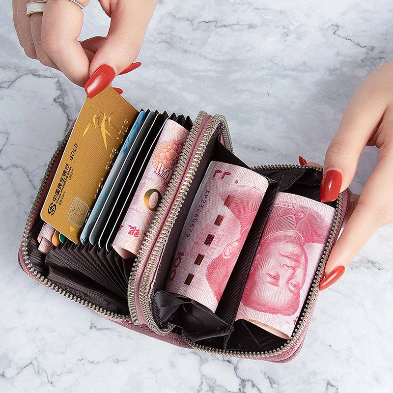 Basic Solid Color Square Zipper Small Wallet