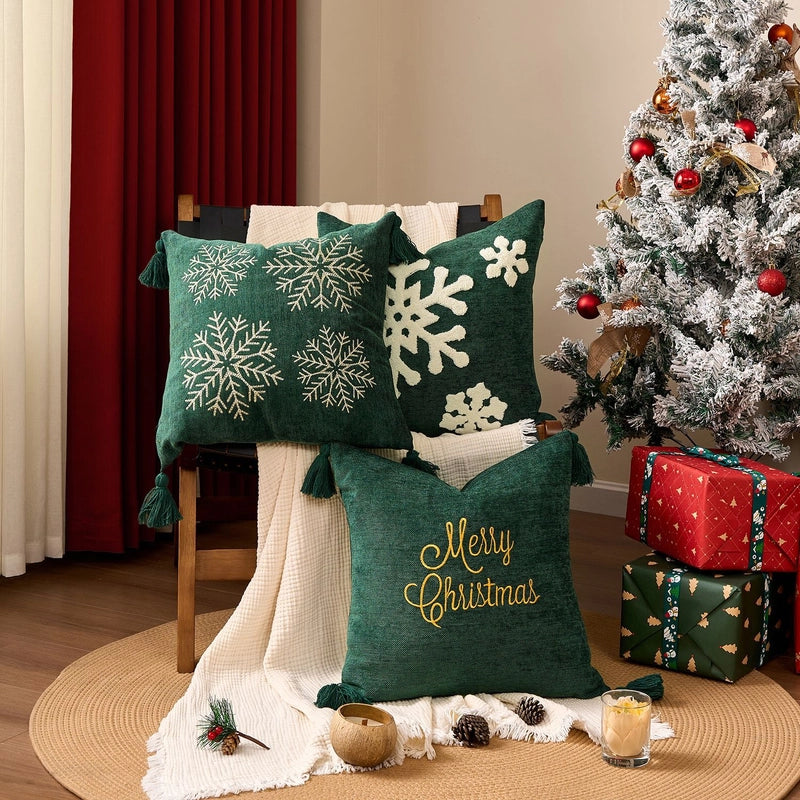 Minimalist Letter Snowflake Cotton Pillow Cases Couch & Sofa Decor