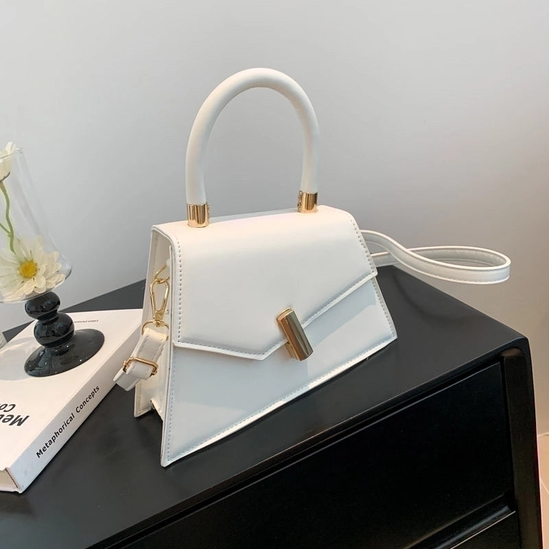 Women's Pu Leather Solid Color Elegant Classic Style Square Flip Cover Shoulder Bag Handbag Crossbody Bag