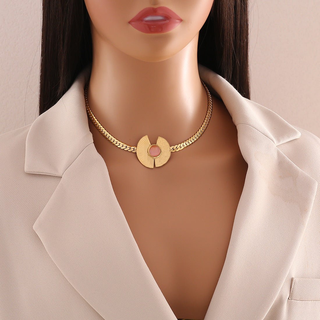 Expressive Geometric Stainless Steel Electroplating Necklaces
