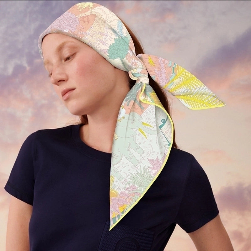 Women's Minimalist Color Block Imitated Silk Printing Silk Scarf