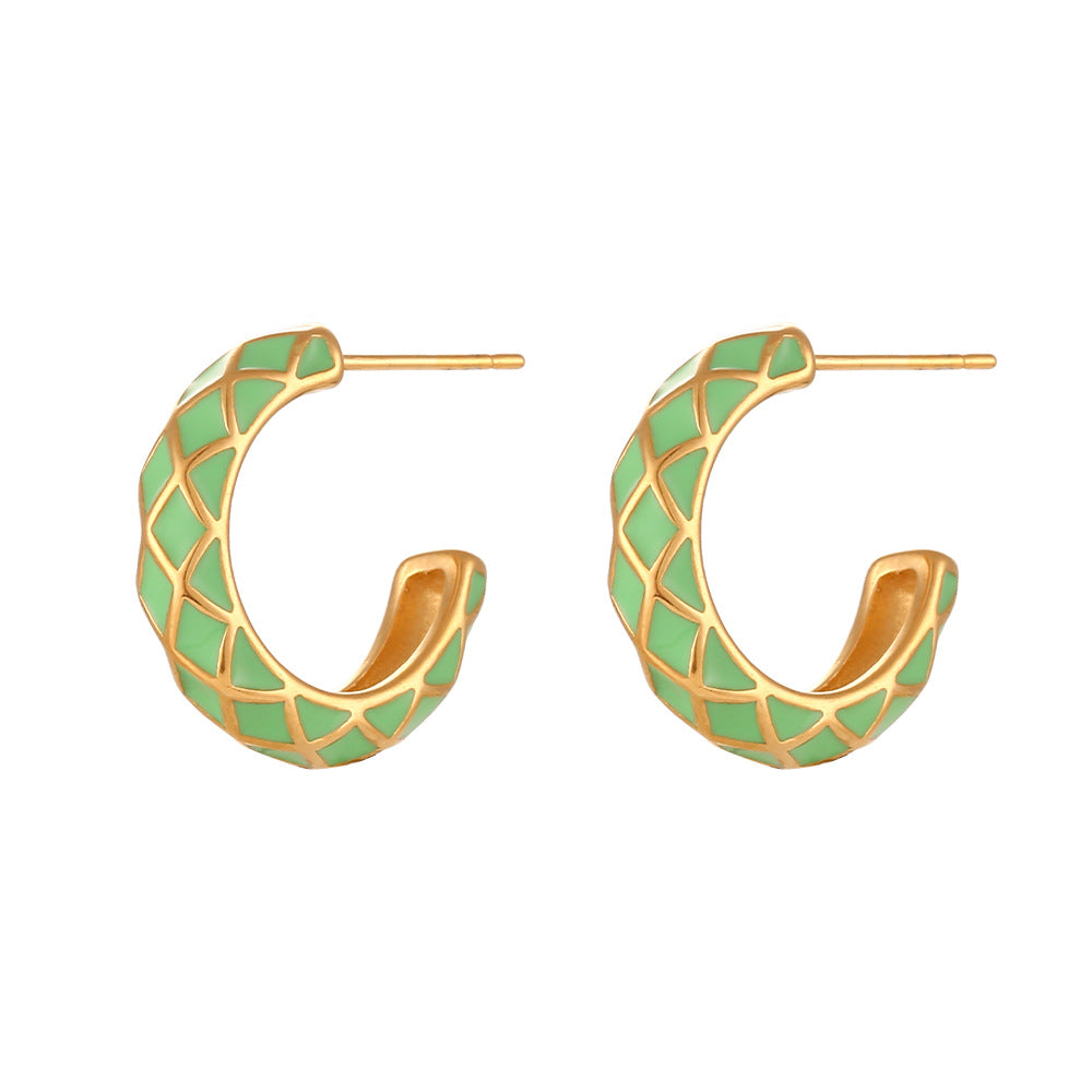 Minimalist Fashion Ellipse Geometric Stainless Steel 18K Gold Plated Stud Earrings