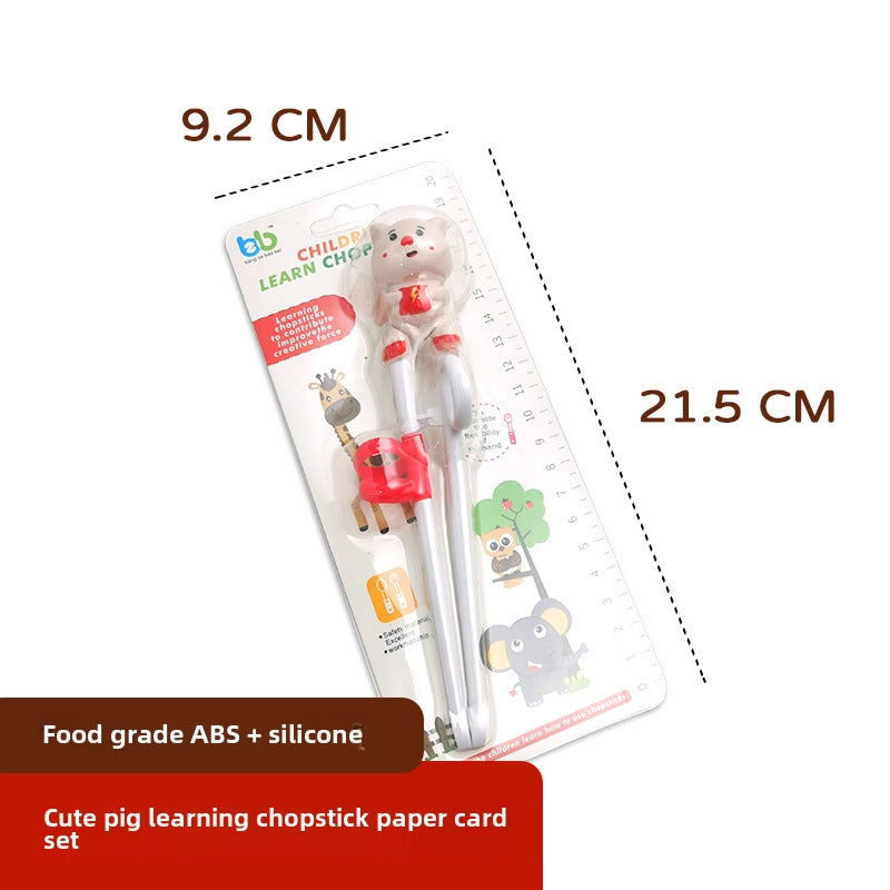 Portable Feeding Children's Tableware Set Cartoon Learning Chopsticks Training Chopsticks 304 Stainless Steel Spoon Fork