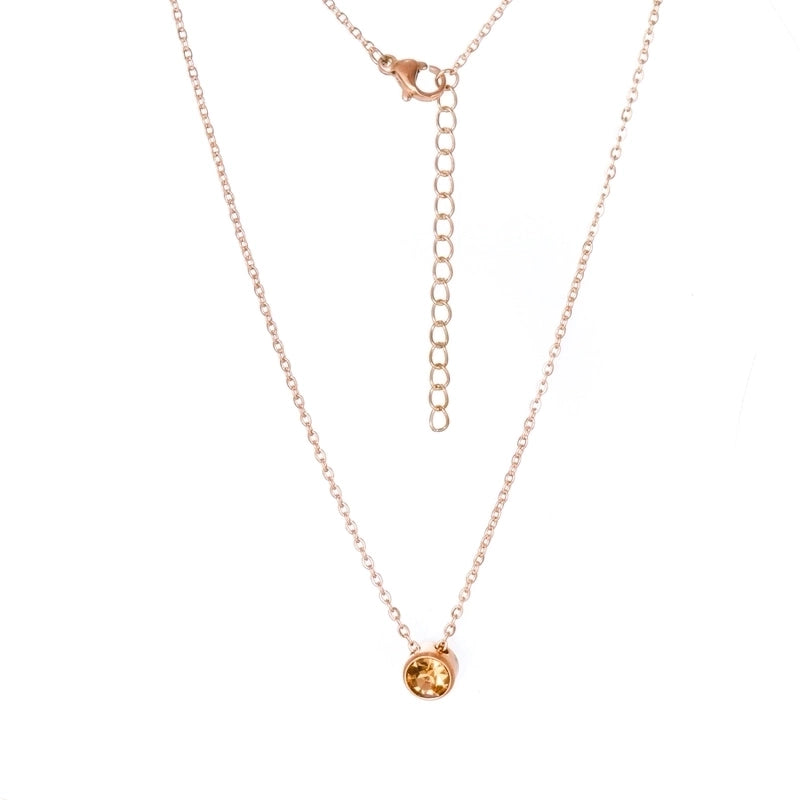 Stainless Steel 18K Gold Plated Rose Gold Plated IG Style Plating Inlay Round Birthstone Pendant Necklace