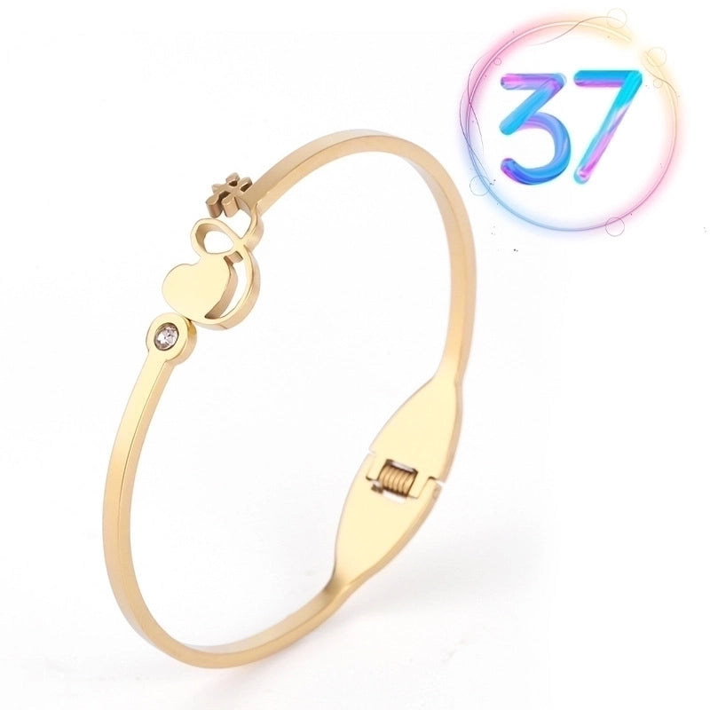 2 Pieces Fashion Geometric Stainless Steel Plating Zircon Bangle