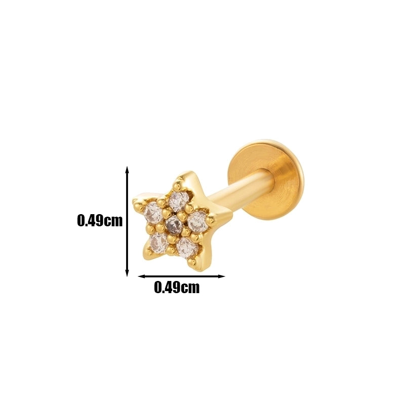 1 Piece Lip Rings Cool Style Pentagram Flower Butterfly 316L Stainless Steel  Copper Plating Inlay Zircon