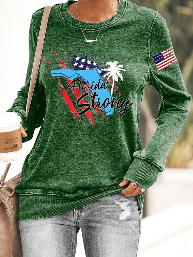 Women's Florida  Strong Mitton Hurricane Print Sweatshirt