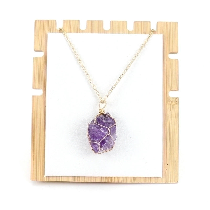 Minimalist Geometric Alloy Natural Stone Knitting Pendant Necklace