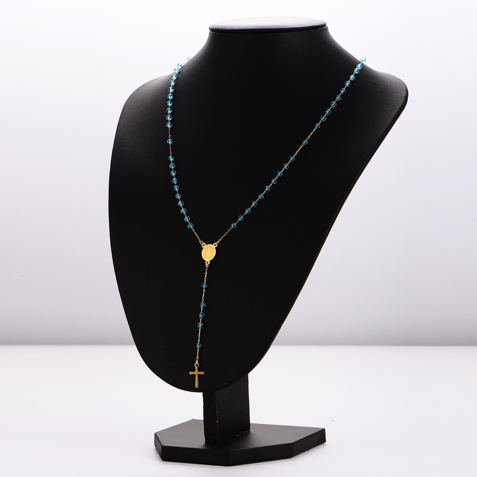 Aml Retro Niche Personality Portrait Oval Brand Design Tassel Cross Pendant Stainless Steel Sweater Chain