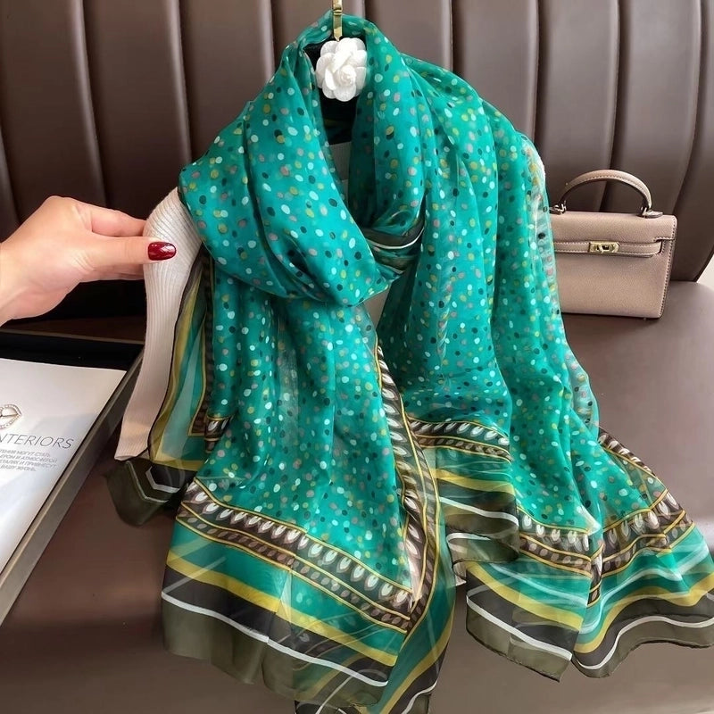 Women's Elegant Color Block Yourou Yarn Silk Scarf
