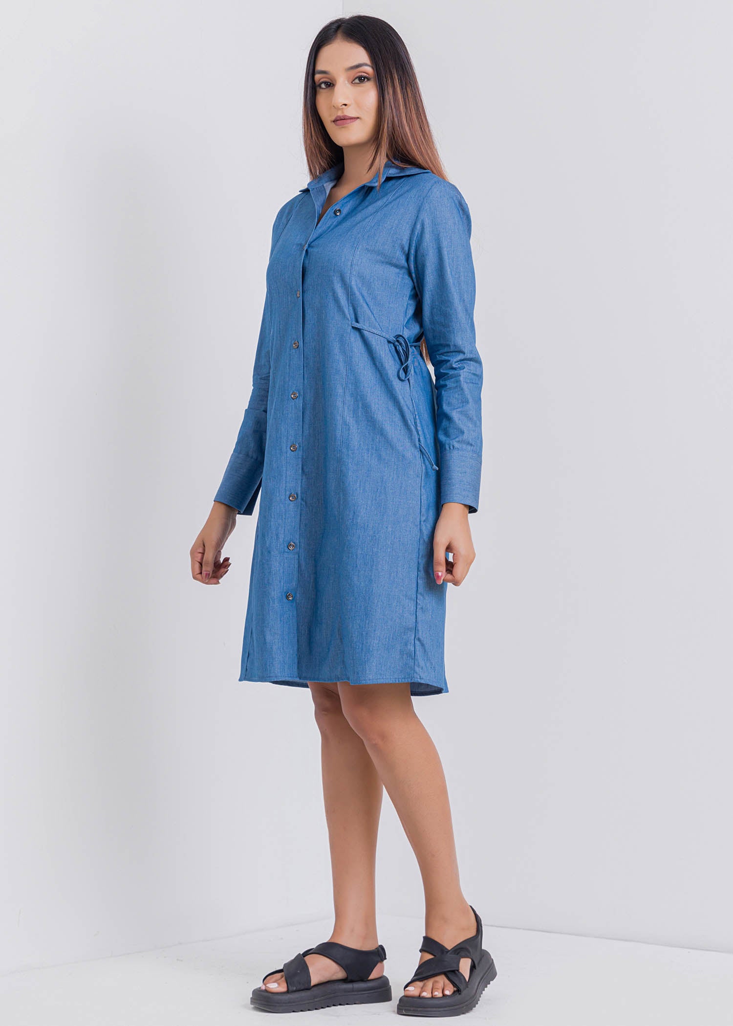 Shirt Dress With Side Tie Detail