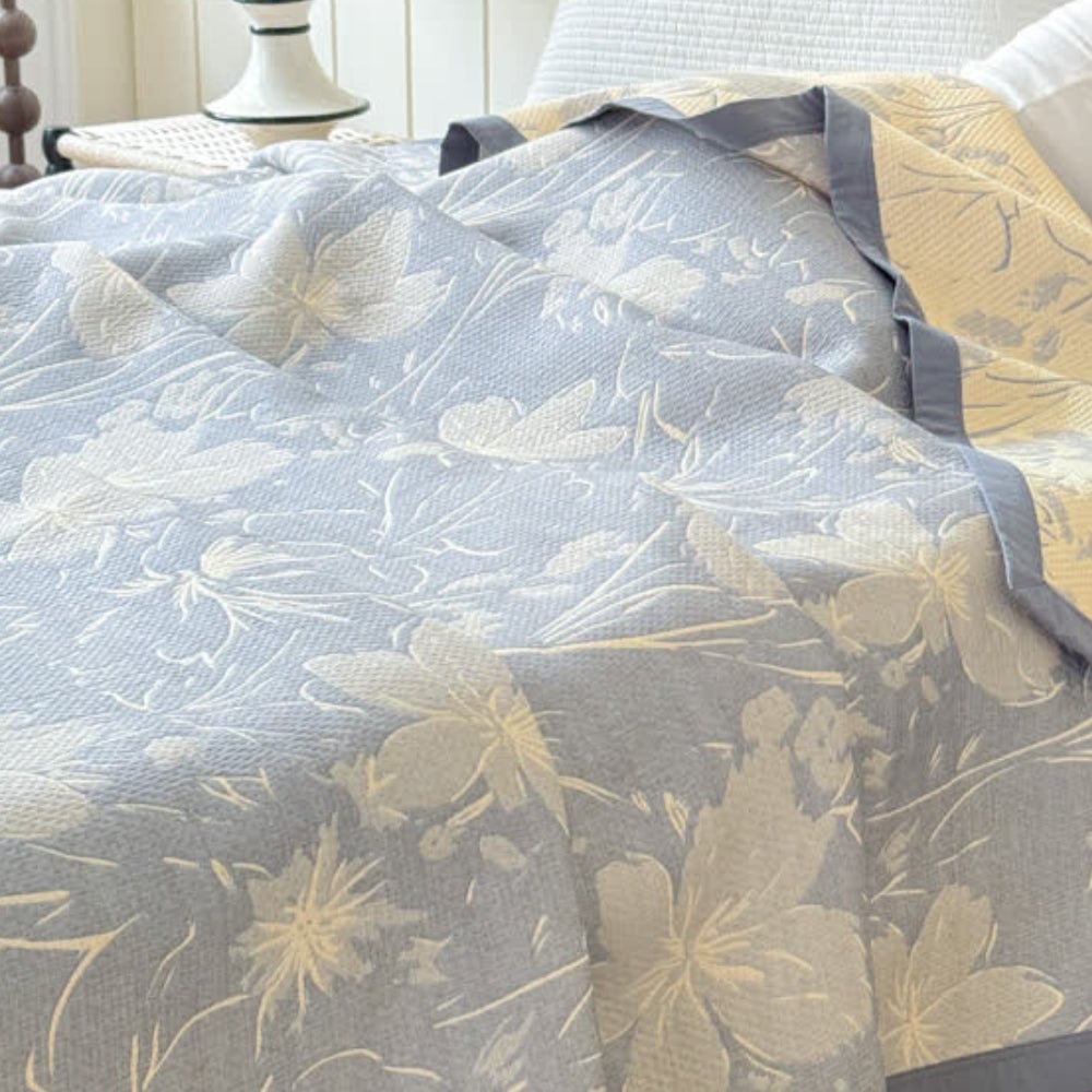 Reversible Cotton Floral Blanket